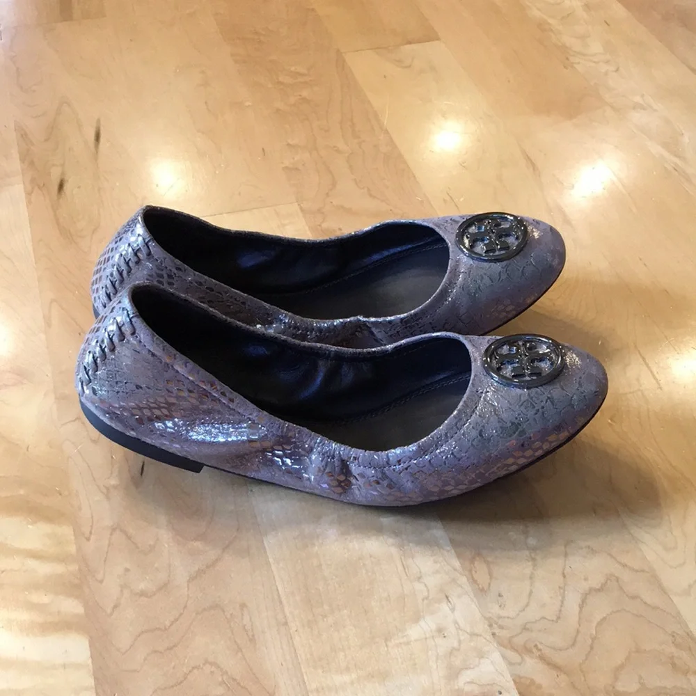 TORY BURCH | Metallic Leather Heidi Flats